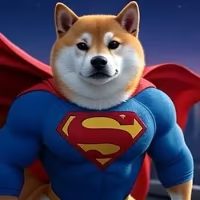 Super Inu: a Shiba Inu in a blue hero suit with a flowing red cape